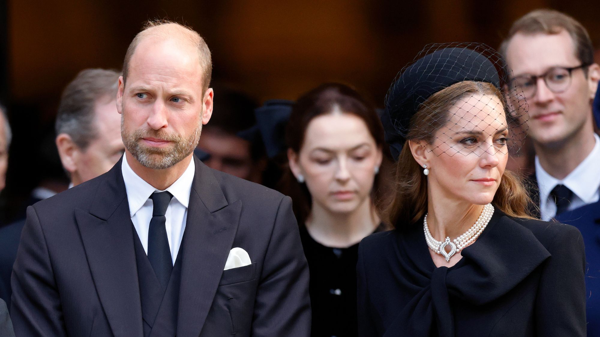 Prince William and Princess Kate attend the funeral of the Duchess of Kent