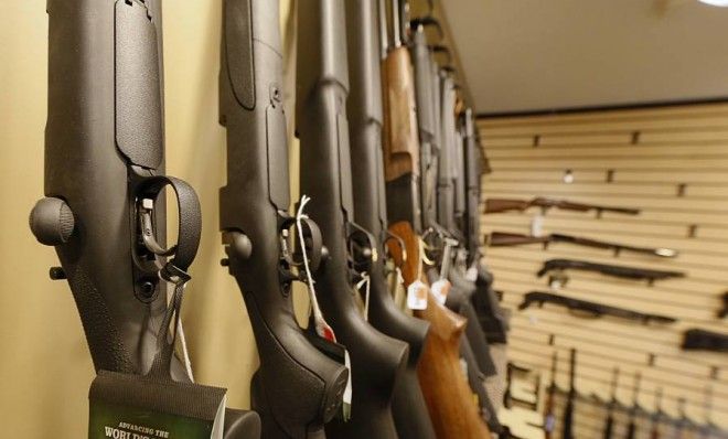 Shotguns and rifles on display at the Get Some Guns &amp;amp; Ammo shooting range on January 15 in Salt Lake City.