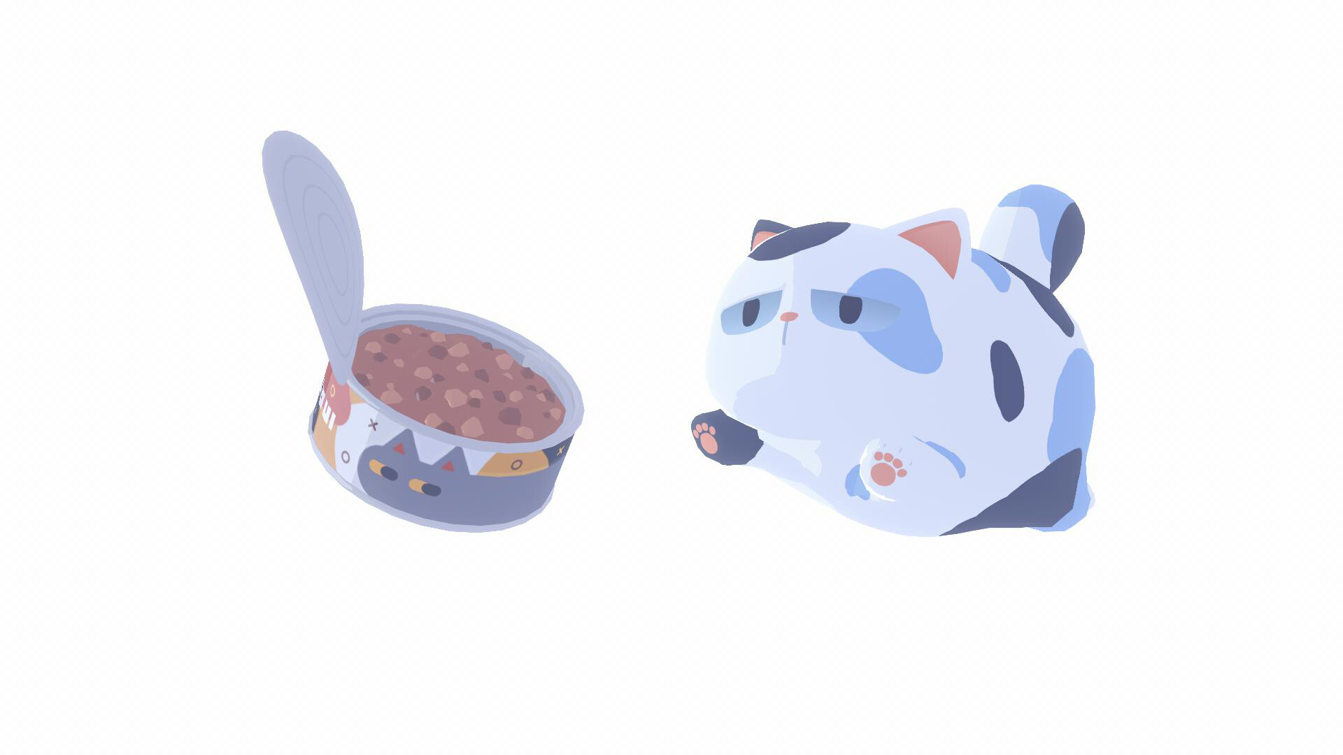 A fat cat jumping towards an open can of cat food in the upcoming Switch 2 game, D-topia