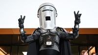 Count Binface reacts after the results were announced ahead of the World Cup Final 2026 (Photo by Leon Neal/Getty Images)