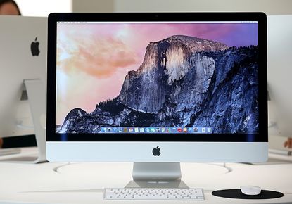 A 27-inch iMac on display at an Apple event in 2014.