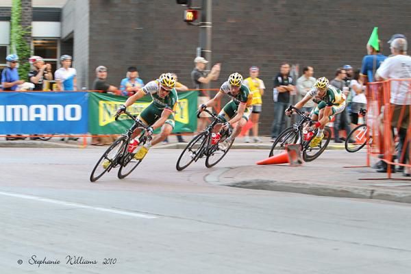 A Kelly Benefit Strategies rider rounds the bend.