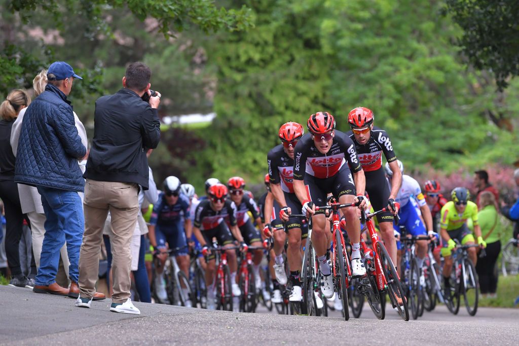 Belgian Sander Armee of Lotto Soudal and German John Degenkolb of Lotto Soudal pictured during the Grote Prijs Vermarc Sport one day cycling race 10 laps with a total of 160km Sunday 05 July 2020 in Rotselaar The race is the first professional cycling competition during the coronavirus crisis Public is not allowed at the start and finish BELGA PHOTO LUC CLAESSEN Photo by LUC CLAESSENBELGA MAGAFP via Getty Images