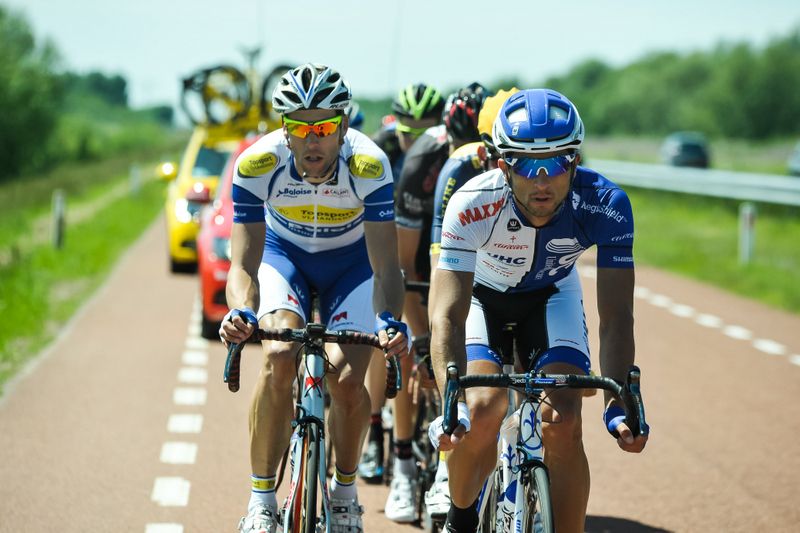UnitedHealthcare on the front of the peloton