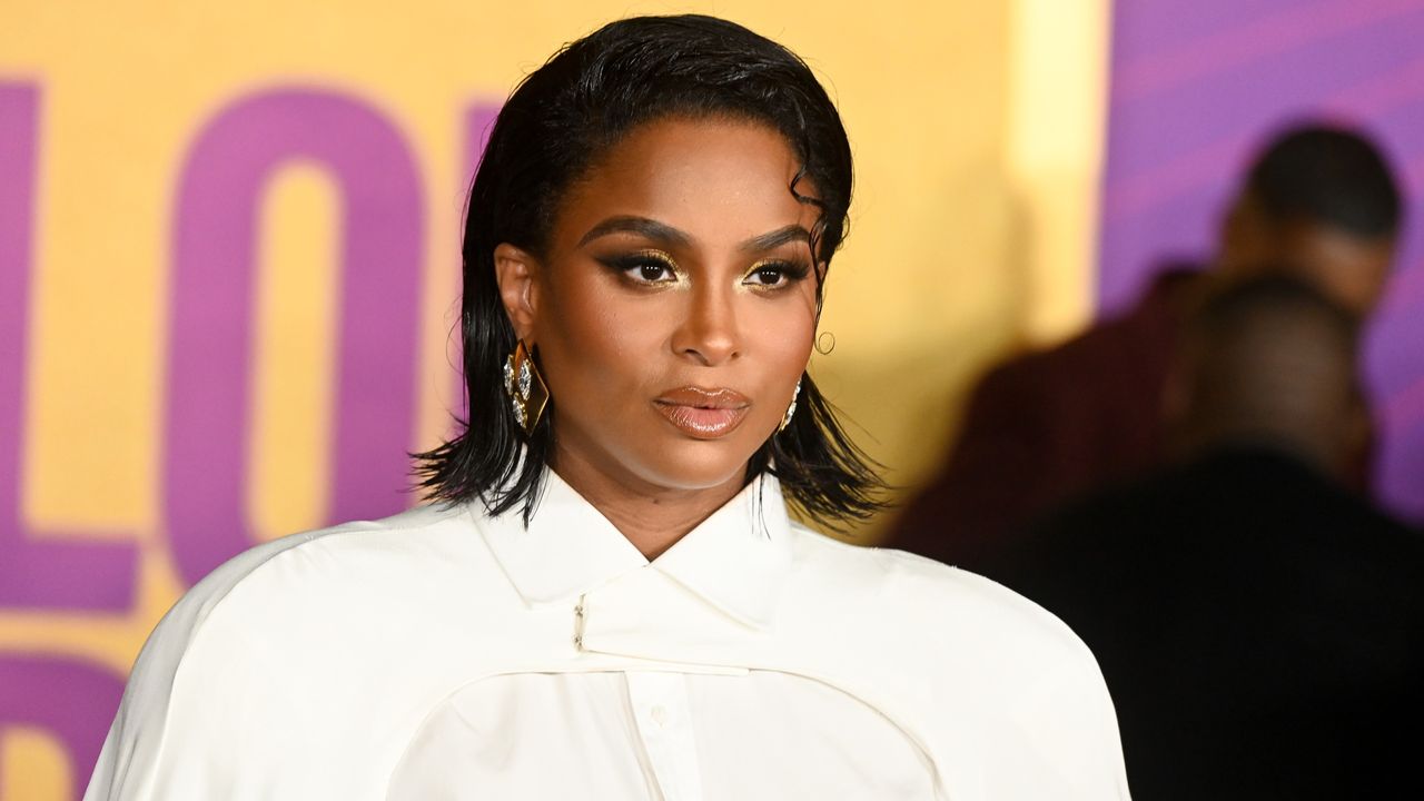 A close-up portrait of Ciara at The Color Purple&#039;s premiere.