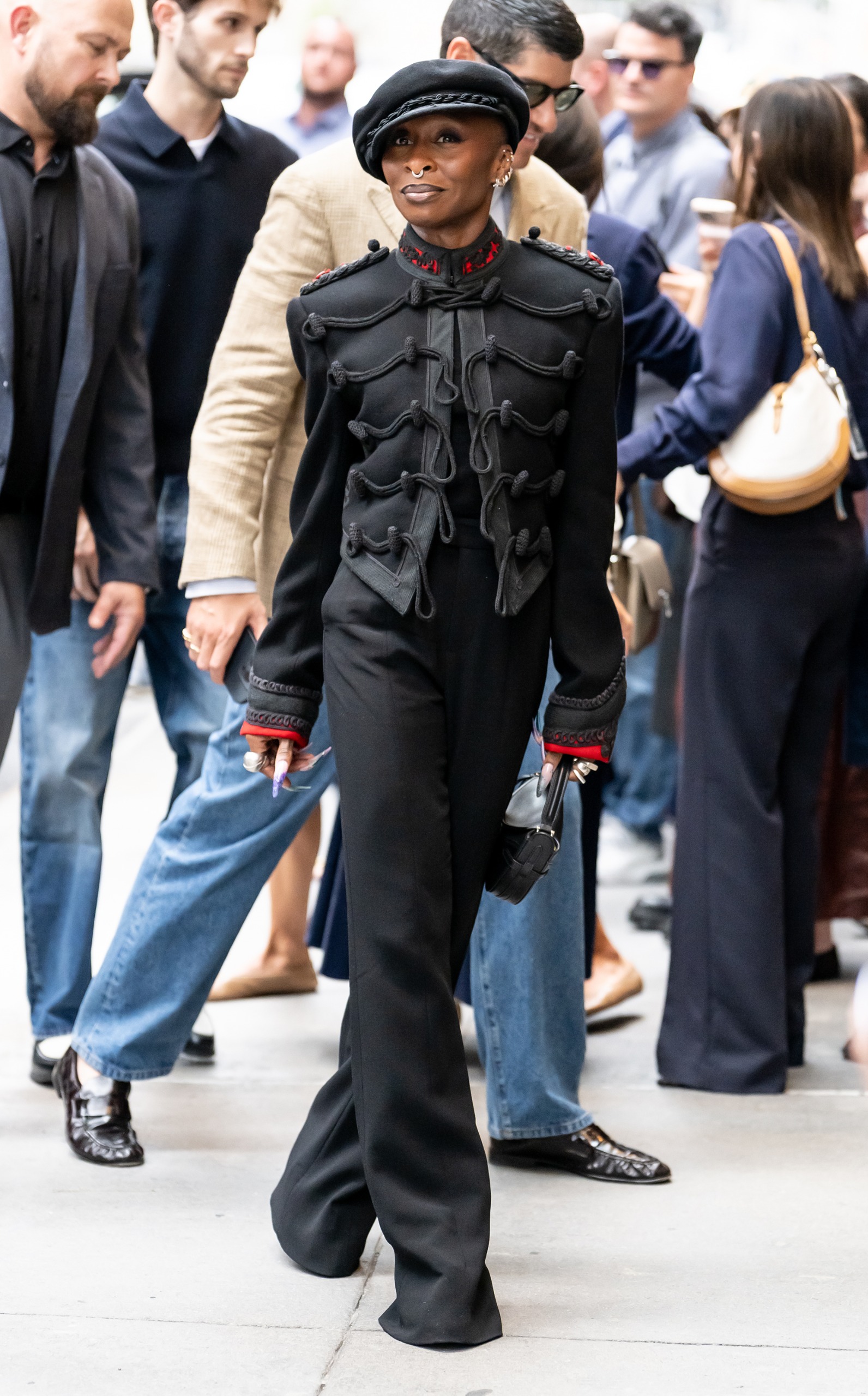 New York street style outside of the Ralph Lauren shoe during New York Fashion Week.