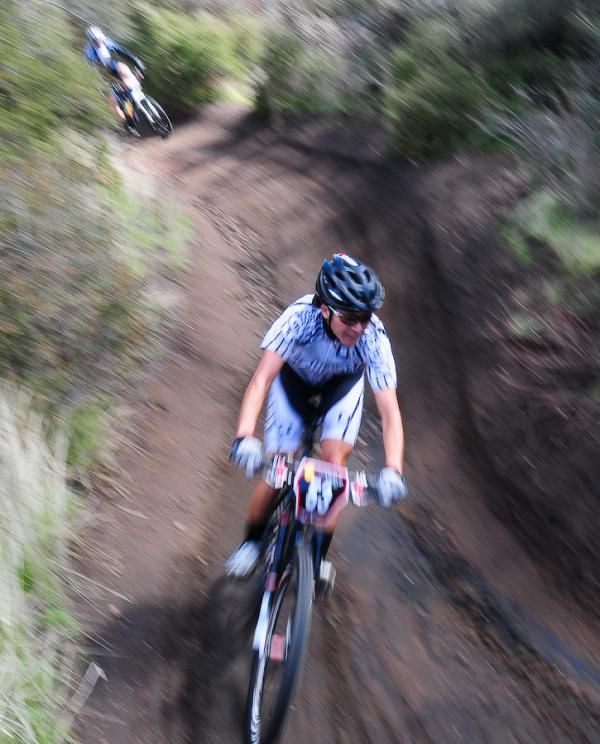 Pua Sawicki (Quadra) streaking through the singletrack