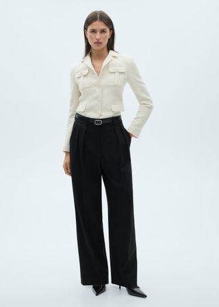 Mango, Wideleg pleated trousers