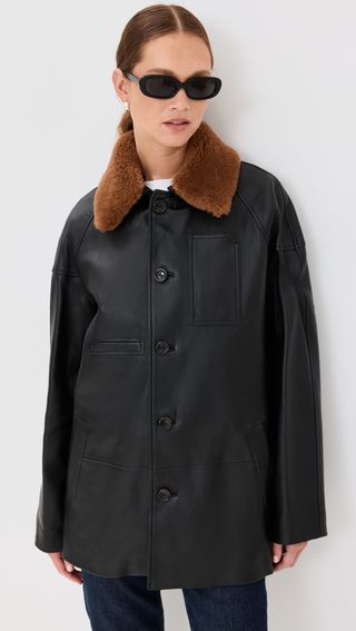 Tibi Leather Carcoat