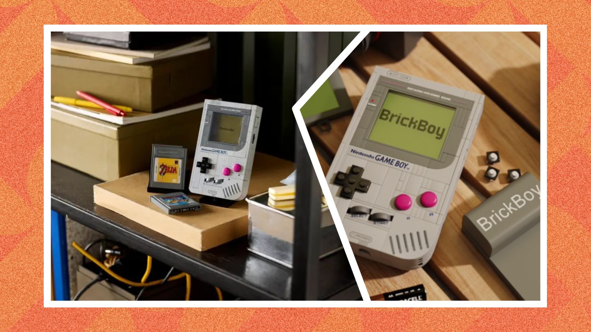 On the left the LEGO Game BOY on the right is LEGO Game Boy with the BrickBoy build put into it
