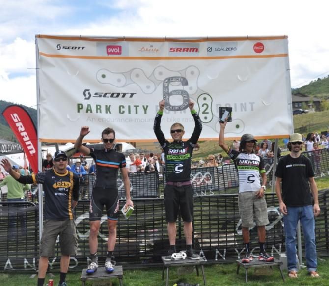 Elite men's podium at the Park City Point 2 Point