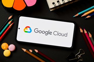 Google Cloud logo displayed on a smartphone