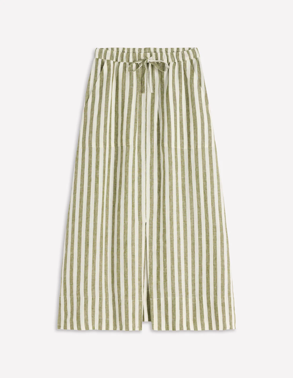 Layla Linen Skirt-Green Stripe