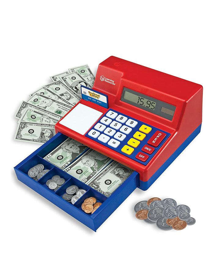 Learning Resources Pretend &amp;amp; Play Calculator Cash Register Toy - Gift for Kids, Toddler Toys, Play Money &amp;amp; Credit Card, Shopping Store Playset, Educational Preschool Activities