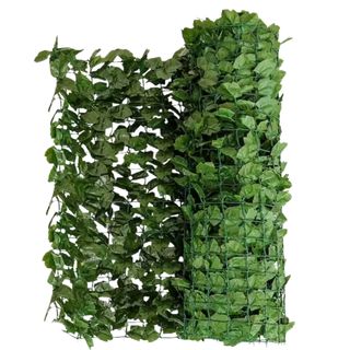 Faux leafy green privacy fence