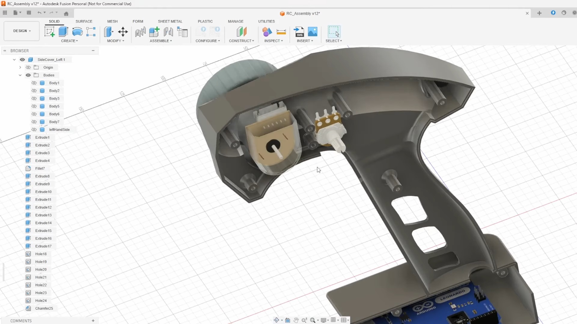 A screenshot from a YouTube video by Jason Winfield showing the 3D Printing model of the RC Force Feedback controller