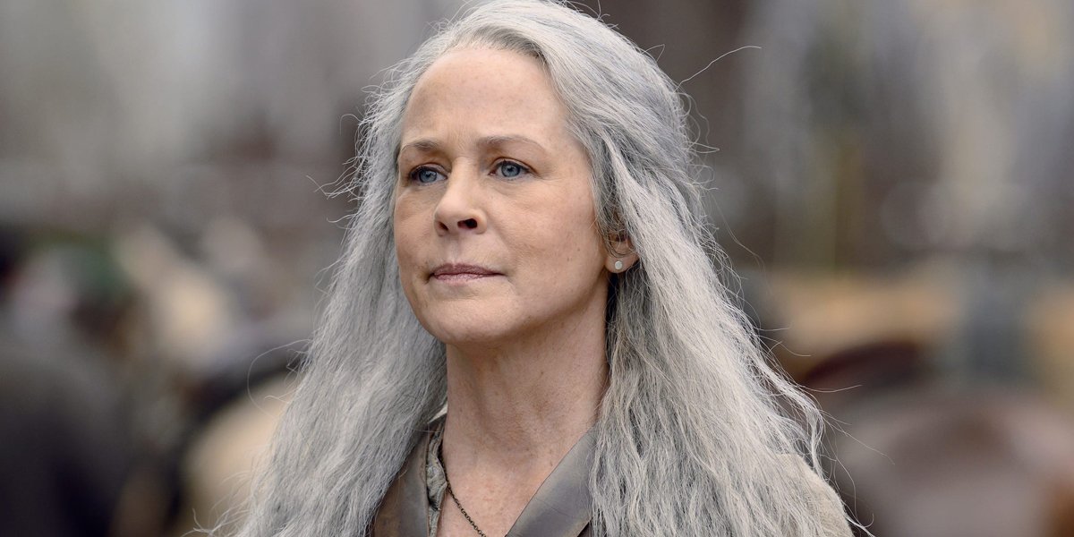 Carol with her long grey hair in The Walking Dead Season 10 AMC