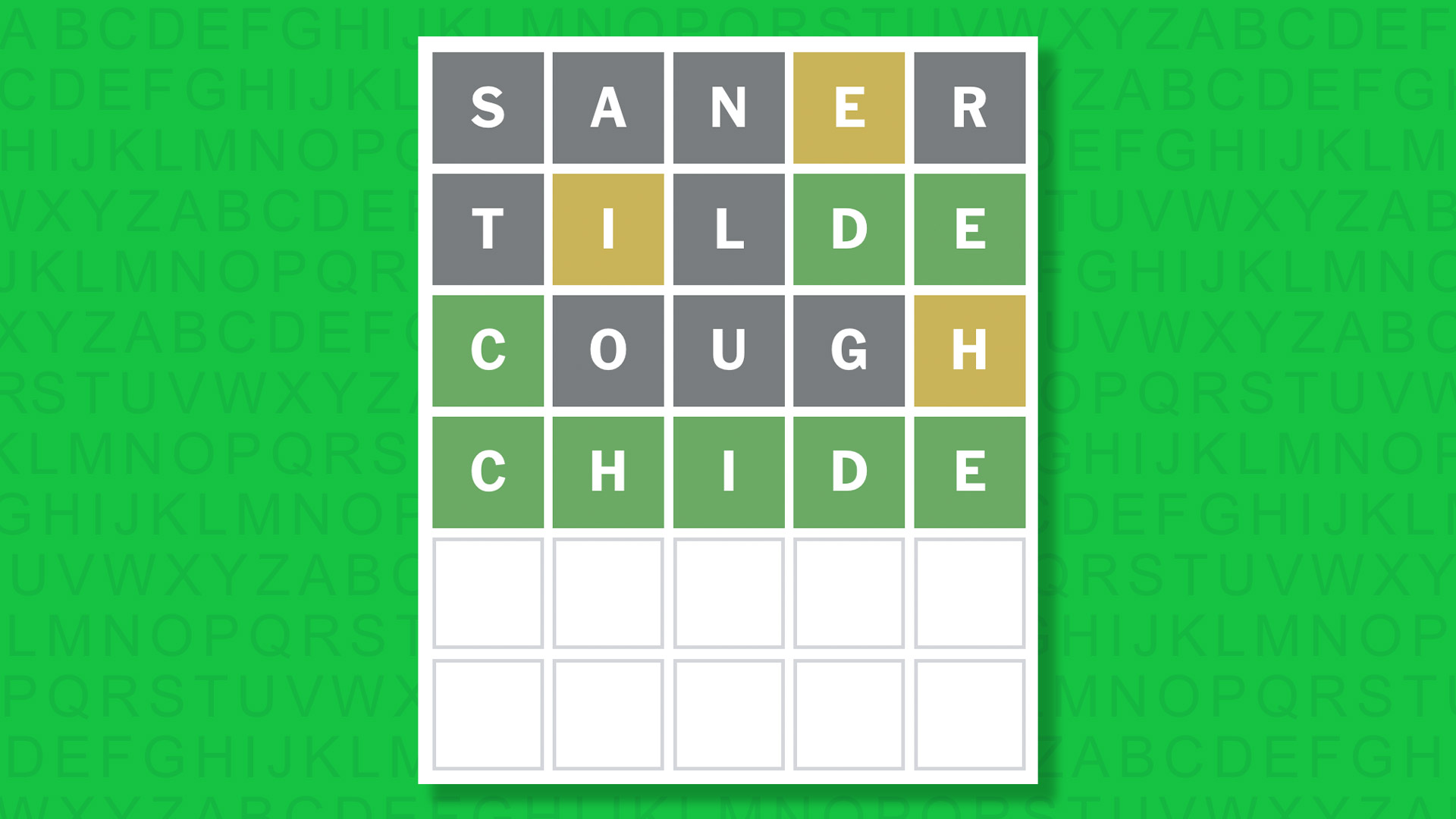 NYT Wordle answer for game 1691 on a green background