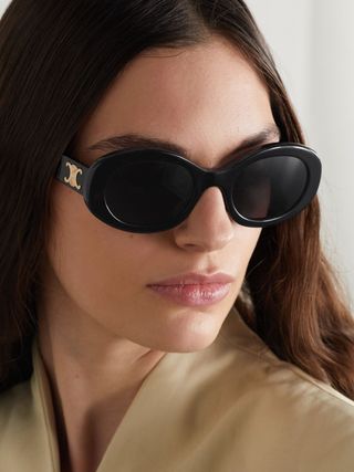 Triomphe Oval-Frame Acetate Sunglasses