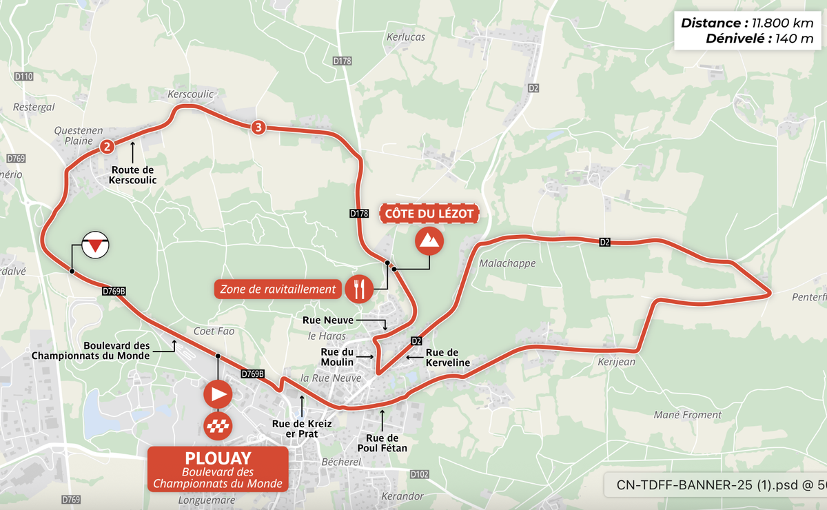 Finish map for Plouay circuit in 2025