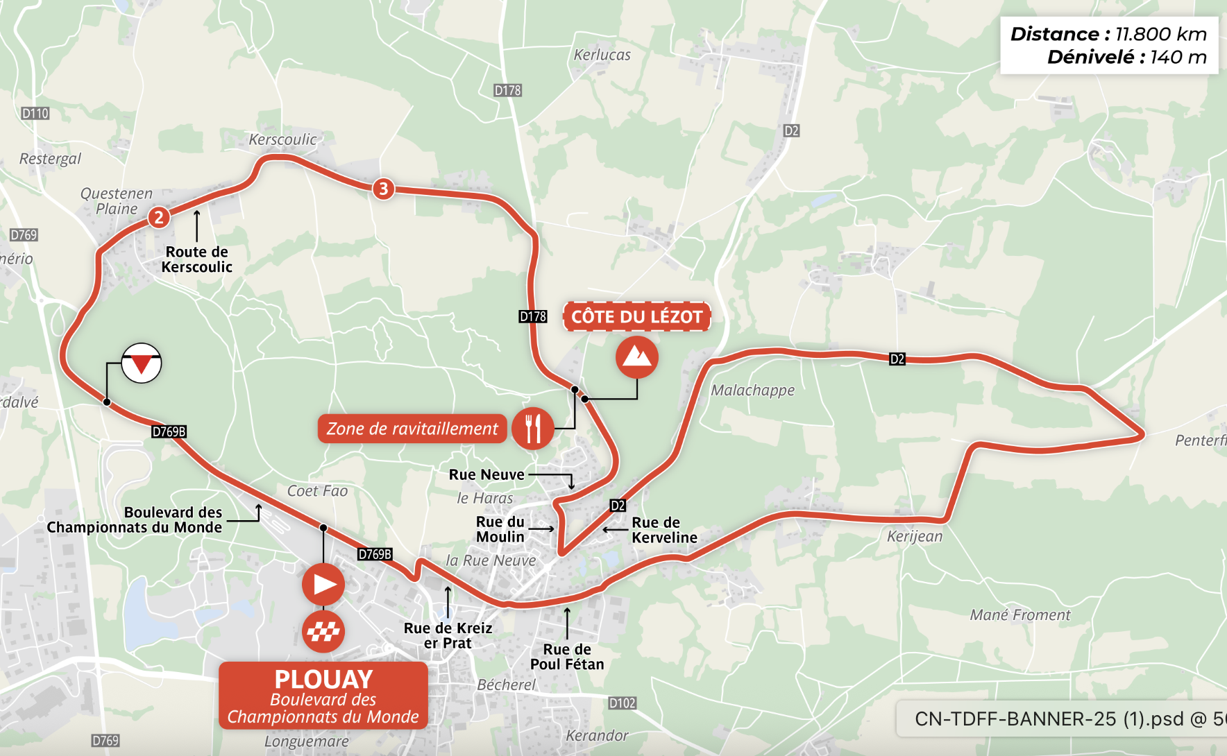 Finish map for Plouay circuit in 2025
