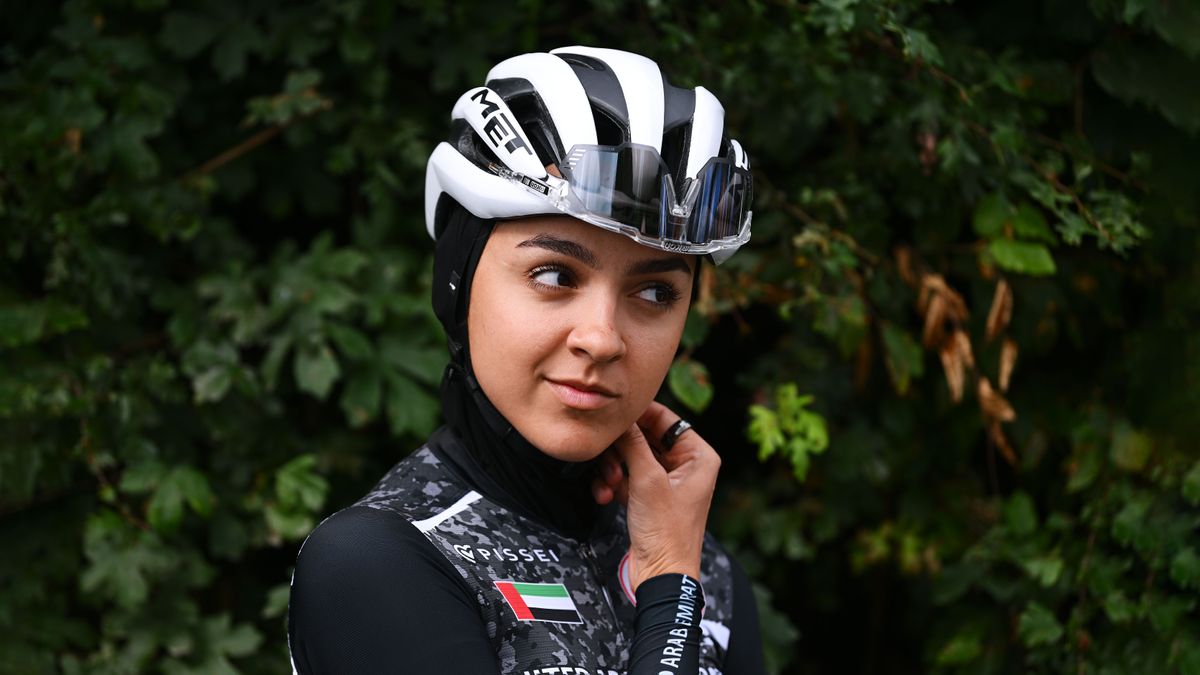 LOCH LOMOND, SCOTLAND - AUGUST 13: Safia Al Sayegh of United Arab Emirates prior to the Women Elite &amp; Women U23 Road Race a 154.1km race from Loch Lomond to Glasgow at the 96th UCI Cycling World Championships Glasgow 2023, Day 11 /#UCIWWT / on August 13, 2023 in Loch Lomond, Scotland. (Photo by Dario Belingheri/Getty Images)