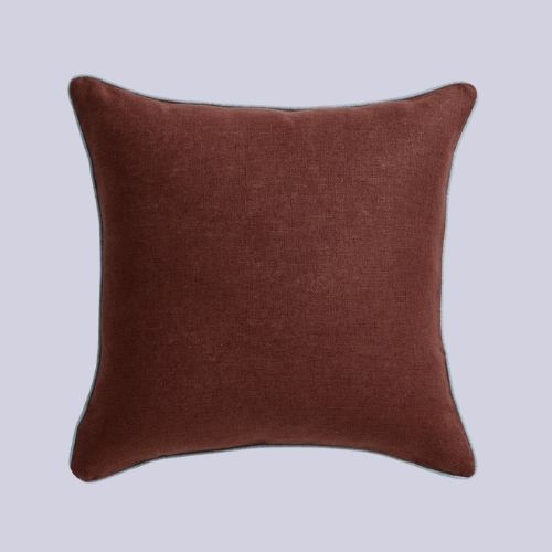 Bed Threads, Cacao &amp;amp; Lagoon 100% French Flax Linen Piped Cushion Cover