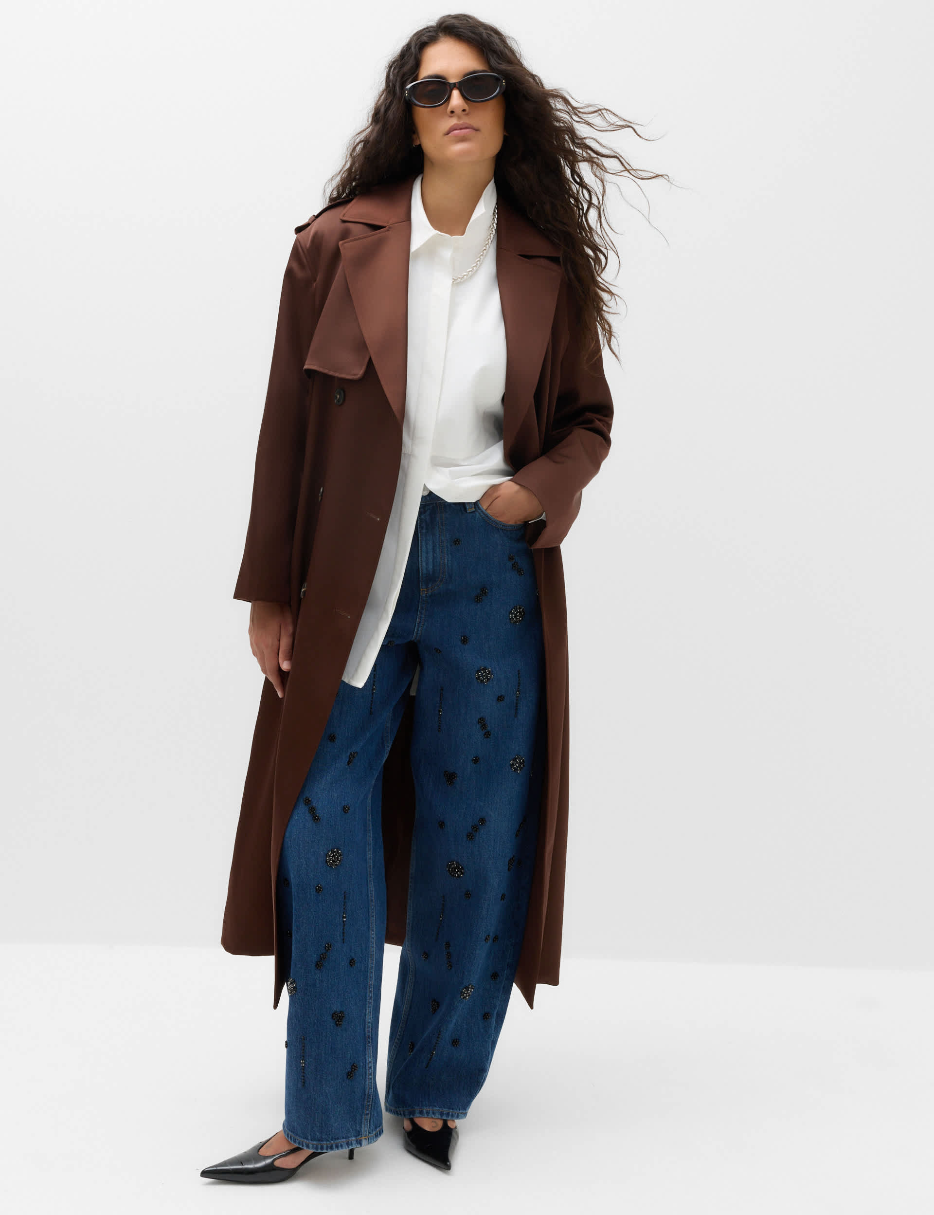 Satin Belted Trench Coat