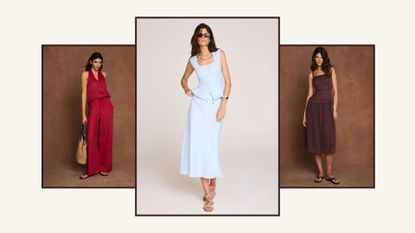 three models wearing mint velvet linen