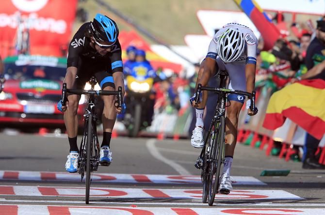 Rigoberto Uran is beaten to the line by Warren Barguil