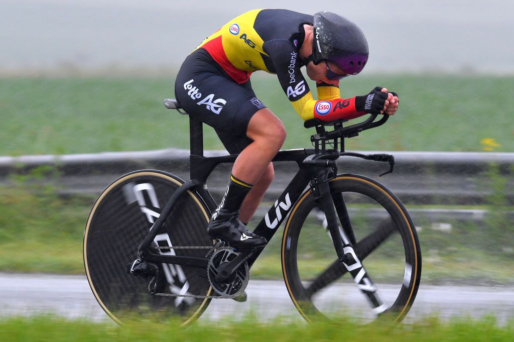 CHIMAY BELGIUM JUNE 22 Lotte Kopecky of Belgium and Belgium National Team during the 9th Lotto Belgium Tour 2021 Prologue a 44km Individual Time Trial stage from Chimay to Chimay ITT LottoBelgTour LottoBelgiumTour on June 22 2021 in Chimay Belgium Photo by Luc ClaessenGetty Images