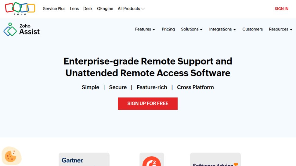 Zoho Assist website screenshot (June 2025).