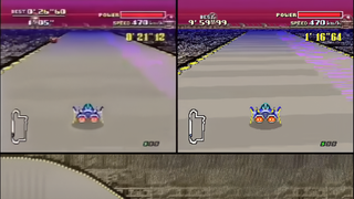 Footage on left is Nintendo's BS F-Zero GP on Super Famicom, footage on right is mod recreation. Below (cropped) is track data mapped to the original video playback.