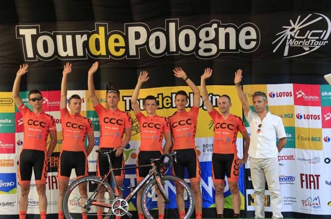 The Polish CCC team waves to the crowd