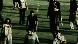 Zombie horde from archive footage in Dawn of the Dead opening title sequence