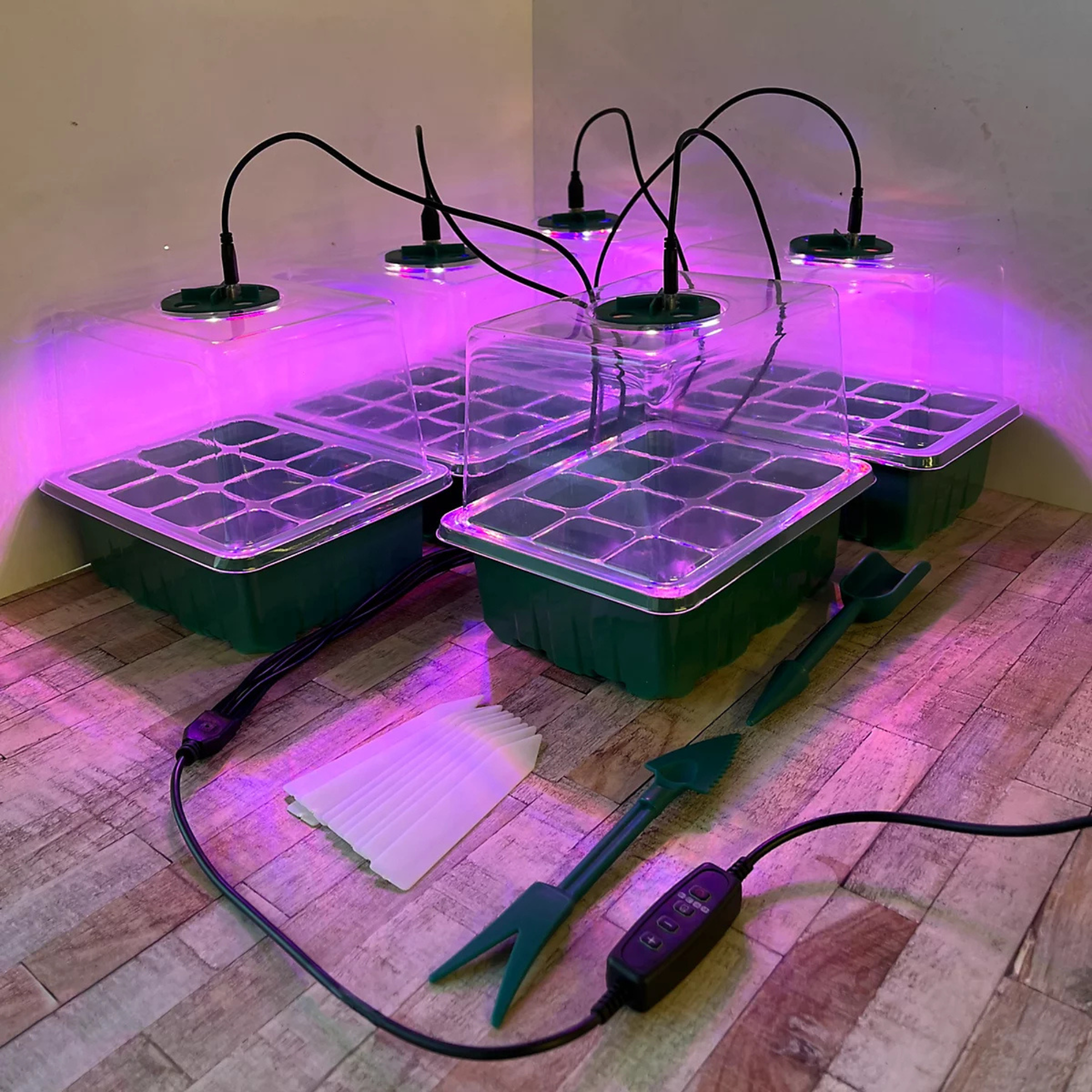 Plant Propagator Seed Tray Set With Full Spectrum Usb Grow Lights (pack of 5)