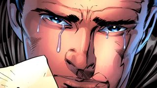 Bruce Wayne crying while reading his father's letter in Flashpoint