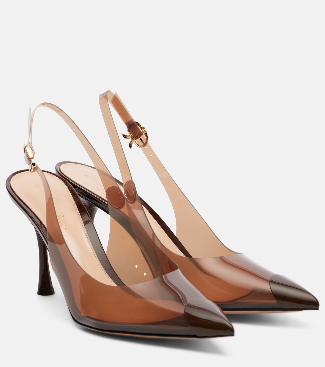Diana 85 Leather-Trimmed Slingback Pumps