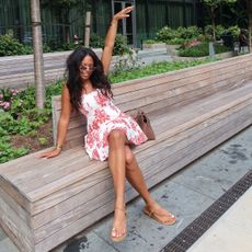 sierra mayhew wearing floral dress