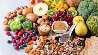 assortment of foods that are high in fiber