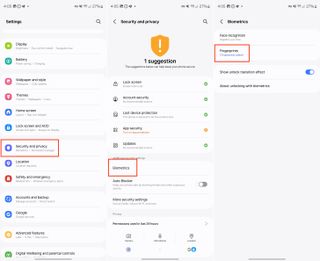 Steps to set up biometrics on the Galaxy Z Fold 6