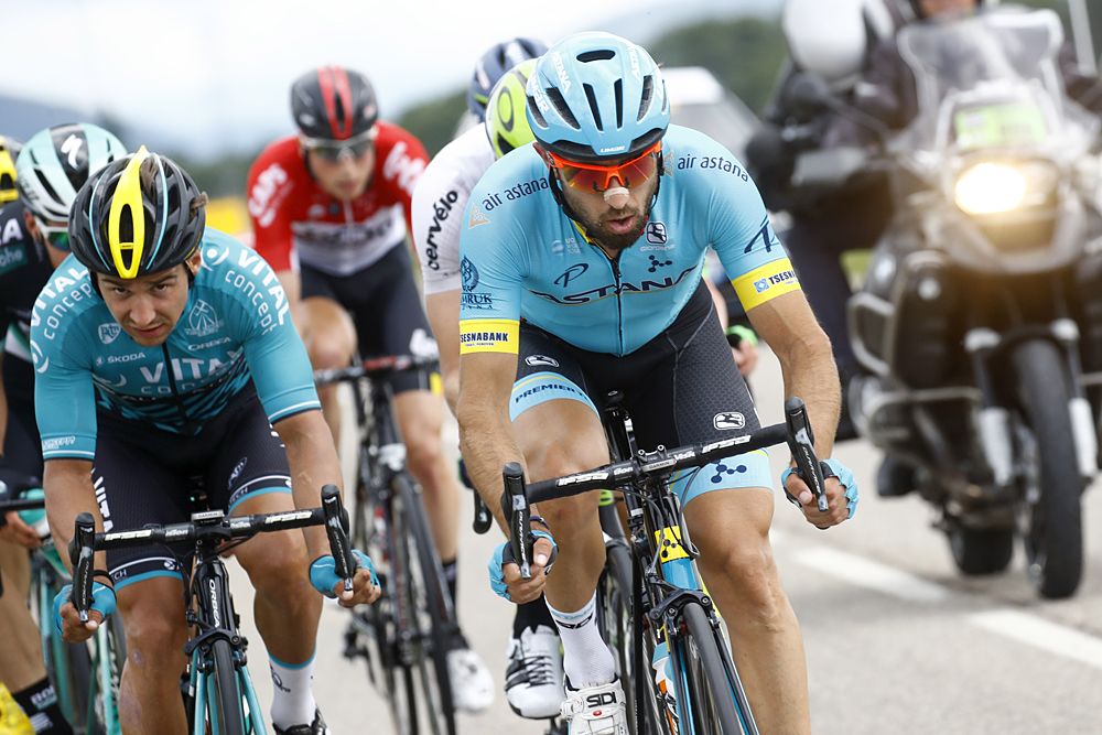 Dario Cataldo (Astana) leads the breakaway at stage 4 of Criterium du Dauphine
