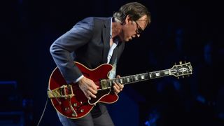 Joe Bonamassa performs with a Gibson ES-355 at the Royal Albert Hall on May 06, 2022 in London, England.