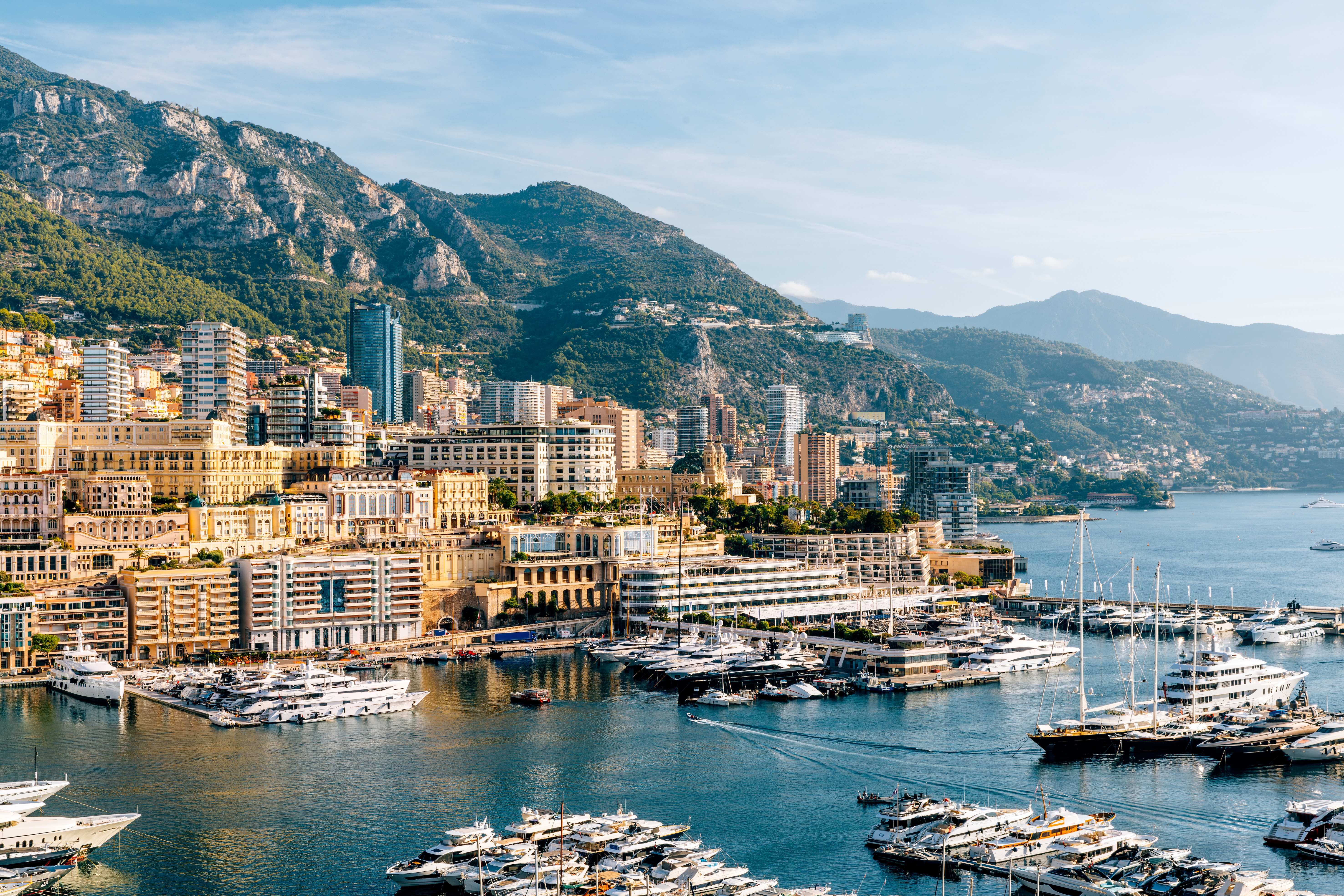 Monaco skyline with boats in the foreground