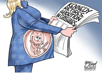 Political Cartoon U.S. Anthony Kennedy retirement Supreme Court Roe v. Wade abortion rights