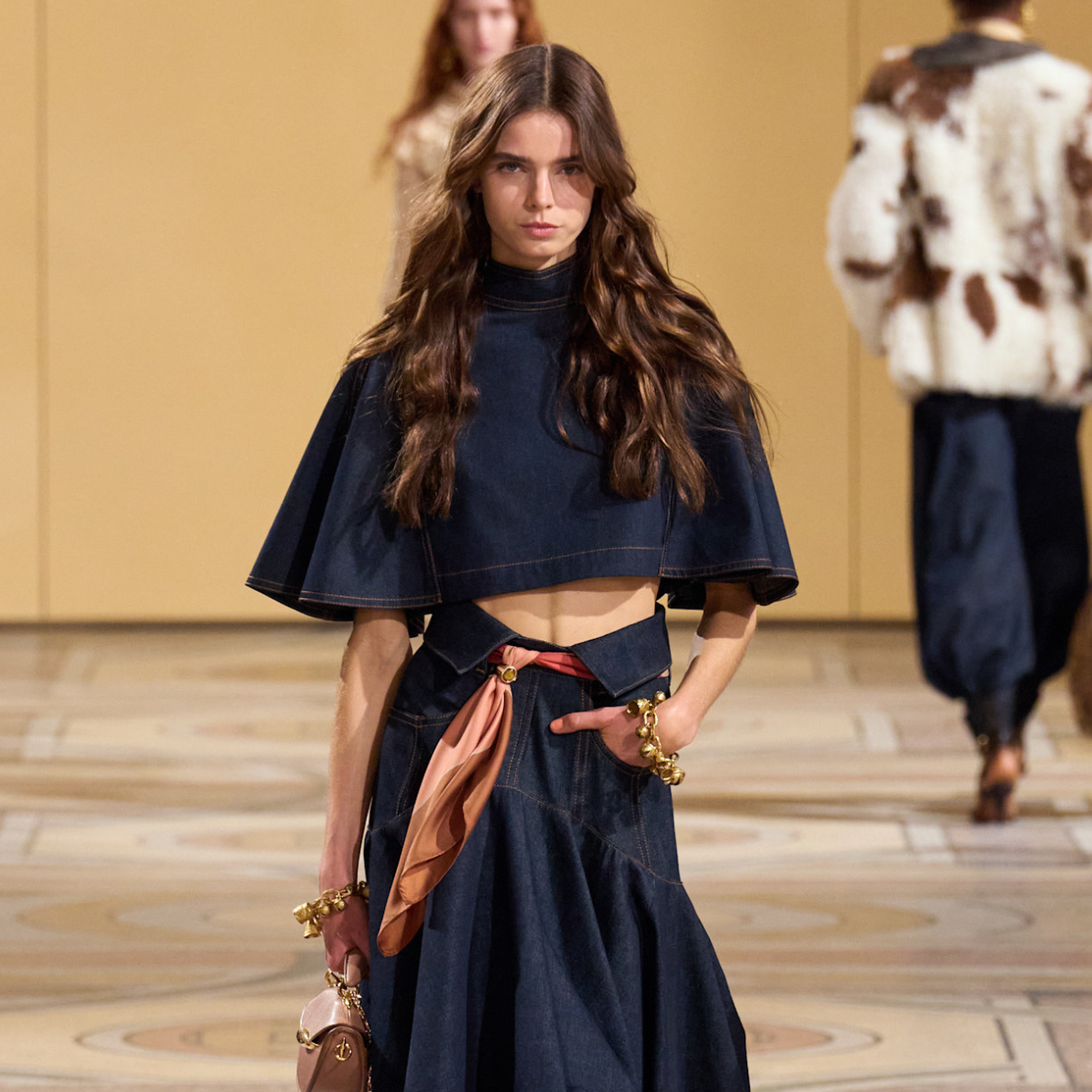 Denim top and skirt