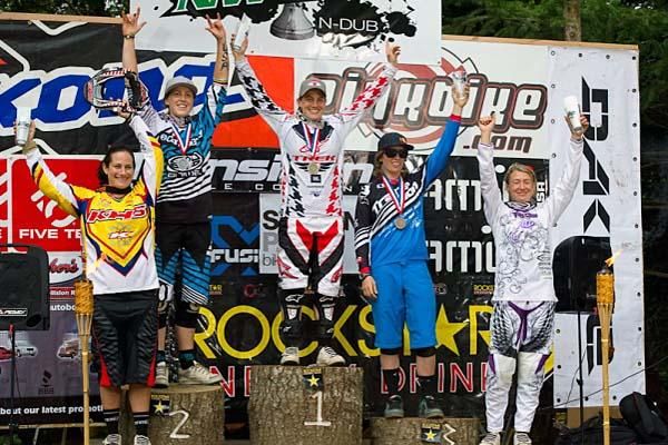 Elite women's podium at the Pro GRT opener in Port Angeles, Washington