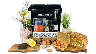 An Easter breakfast hamper in a beautifully gift boxed with a complementary personalised gift message