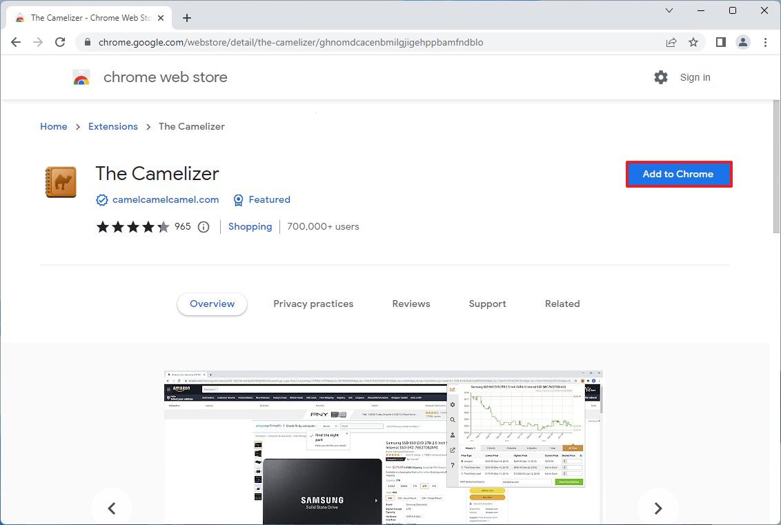 Google Chrome The Camelizer install