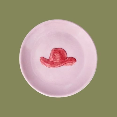 Pink Dish With Cowboy Hat